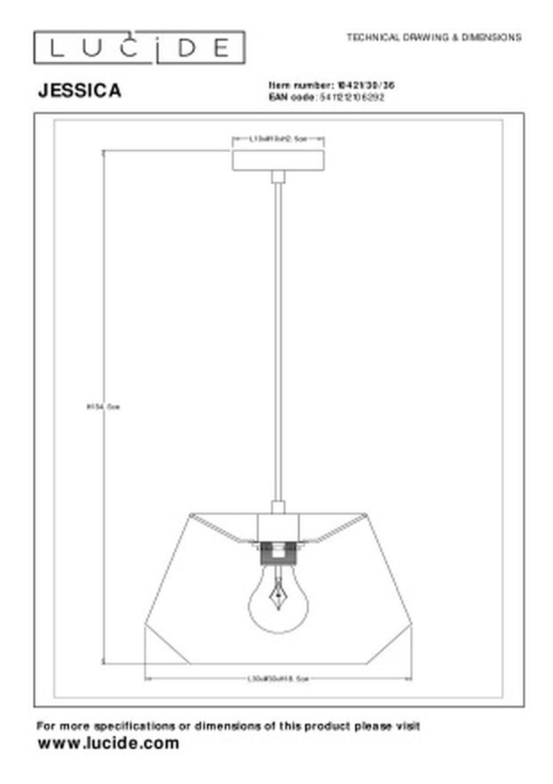 Lucide JESSICA - Závesné svietidlo - 1xE27 - Sivé